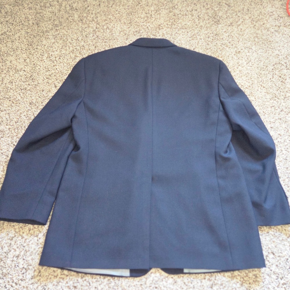 Stafford Navy Blue Wool Blend Blazer Men's Gold Button Tailored USA Size 46R Vtg - Picture 7 of 13